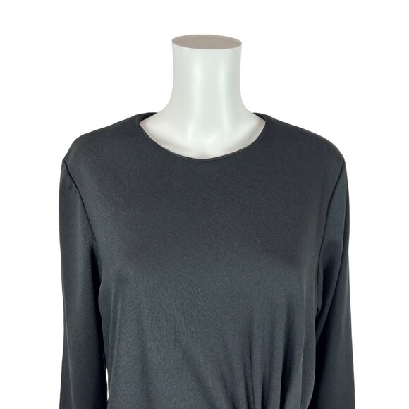 Vintage 70s Cocktail Dress Women's Extra Large Black Bombshell Rhinestone Waist - Picture 4 of 10